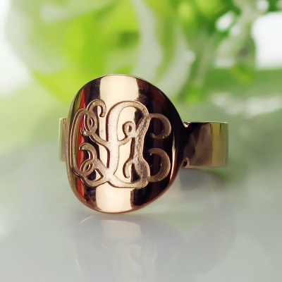 Feste Rose Gold mit eingraviertem Monogramm Itnitial Ring