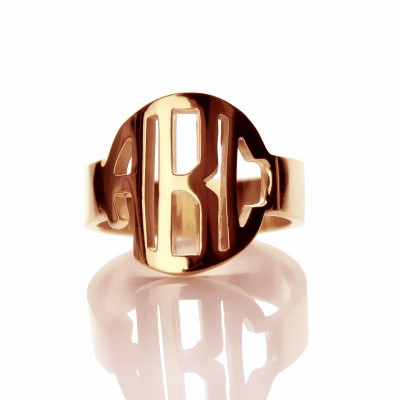 Personalisierte Kreis Block Monogramm 3 Initialen Ring Fest Rose Gold Ring