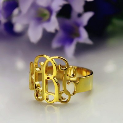 Solid Gold Personalisierte Monogramm Ring