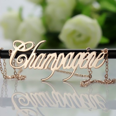 Feste Rose Gold Personalisierte Champagne Font Name Halskette