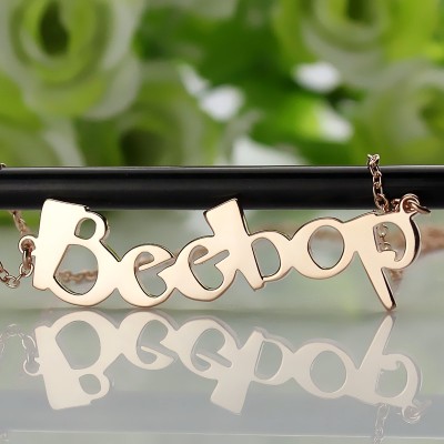Solide Rose Gold Personalisierte Beetle Schriftart Brief Namenskette