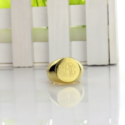 Gravierte Kreis Monogramm Siegelring 18ct Gold überzogen