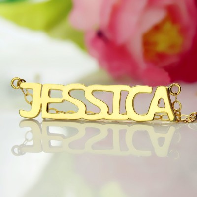 Solid Gold überzog Jessica Art Name Halskette