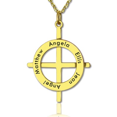 Vergoldetes Silber Latin Art Kreis Kreuz Halskette mit allen möglichen Namen