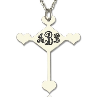 Sterling Silber Kreuz Monogramm Halskette