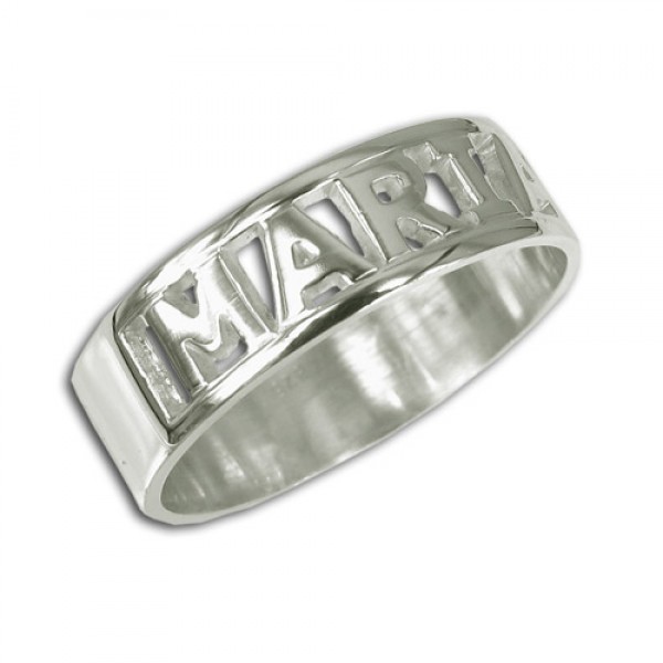 Personalisierte Englisch Silber mit eingraviertem Namen Ring
