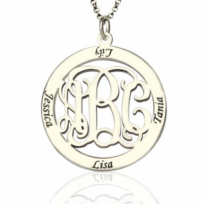 Personalisierte Familien Monogramm Name Halskette aus Sterling Silber