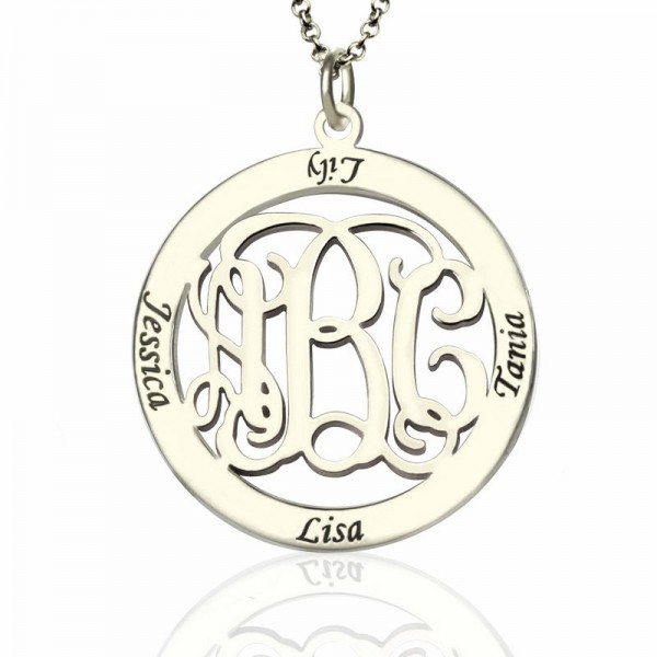 Personalisierte Familien Monogramm Name Halskette aus Sterling Silber