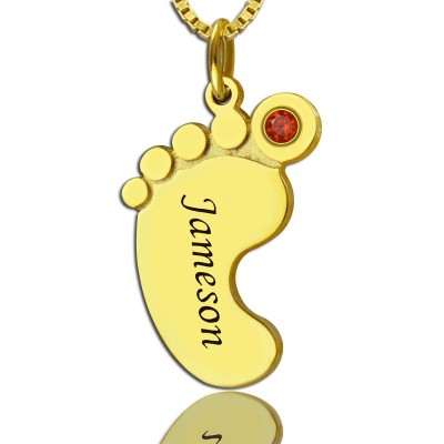 Baby Fuß Halskette mit Geburtsstein Namen Gold