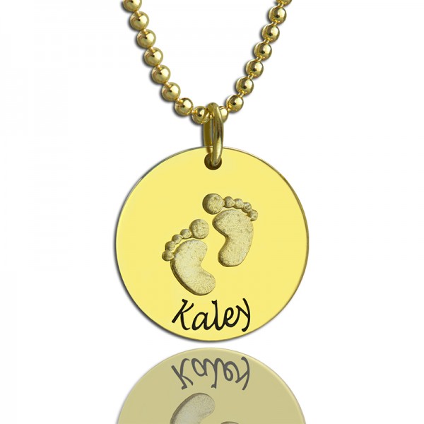 Personalisierte Baby Abdrücke Namenskette 18 karätigem Gold überzogen