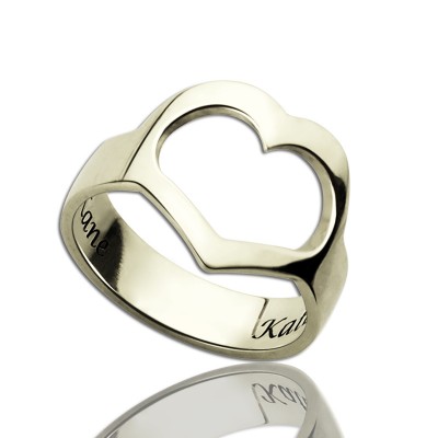 Personalisierte Name des Paares Versprechen Herz Ring Silber