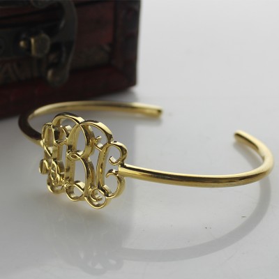 Personalisierte Promi Monogramm Initialen Armband 18 Karat Gold überzogen