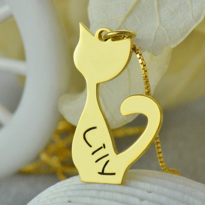 Benutzerdefinierte Cat Name hängende Halskette 18 karätigem Gold überzogen Over