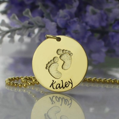 Personalisierte Baby Abdrücke Namenskette 18 karätigem Gold überzogen