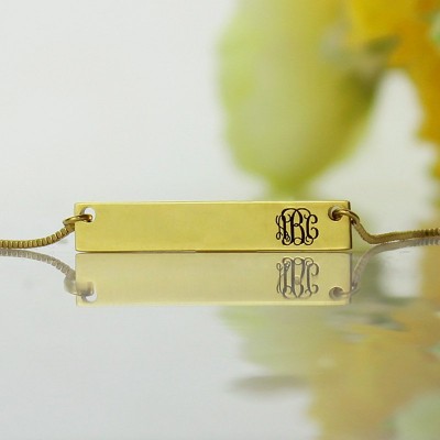 Personalisierte 18ct Gold überzogener Initial Bar Halskette Monogramm