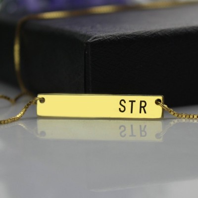 Personalisierte Initial Bar Halskette 18 karätigem Gold überzogen