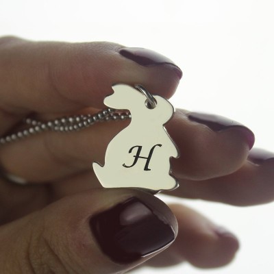Personalisierte Kaninchen Initial Charme Anhänger Sterling Silber