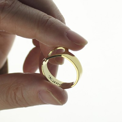 Kundenspezifische Herz Paar Versprechen Ring mit Namen Vergoldetes Silber