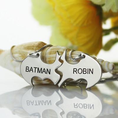 Batman Bester Freund Name Halskette aus Sterling Silber