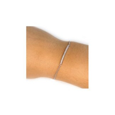 Sterling Silber Beaming Bar Armband mit Zirkonia Accent Stones