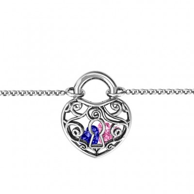 Personalisierte Sterling Silber True Love Schloss Caged Armband