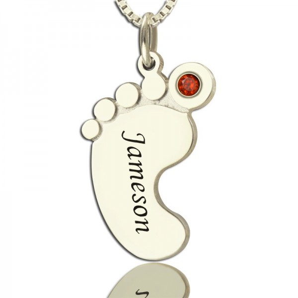 Personalisierte Mütter Baby Fuß Halskette mit Geburtsstein Namen
