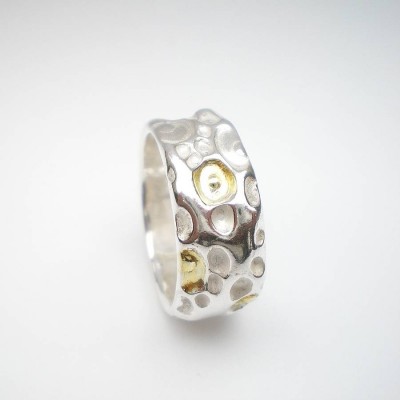 Coral Silber und Gold Ring
