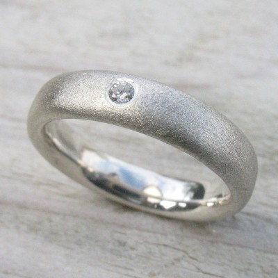 Handgemachte Frosted Silber Diamant Hochzeit Ringe
