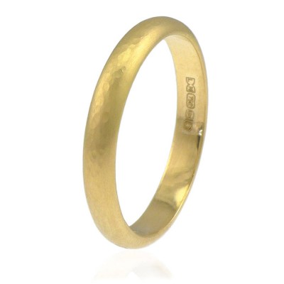 3mm Hammered Wedding Ring in 18 karätigem Gold