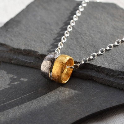 Gold überzogenes Meteorite Ring Halskette