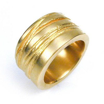 Breites Silber Textur Bound Ring in 18 Karat Gold überzogen