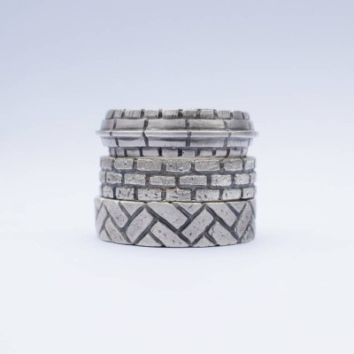 Herringbone Brick Silber Ring