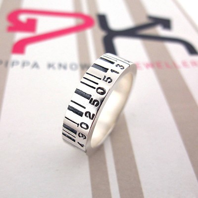 Medium Silber Barcode Ring
