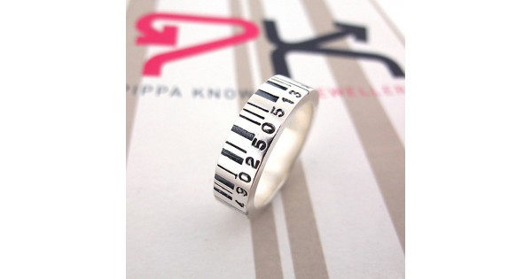 Branded Barcode Rings Medium Silber Barcode Ring