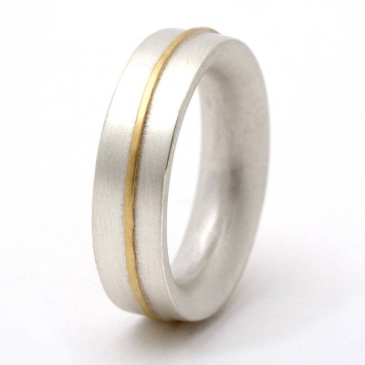 Medium Sterling Silber Ring mit 18 karätigem Gold Details