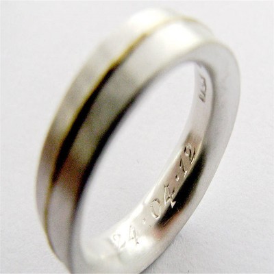Medium Sterling Silber Ring mit 18 karätigem Gold Details