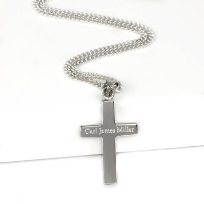 Personalisierte Herren Silber Kreuz Anhänger