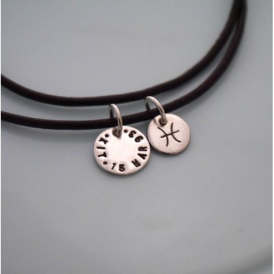 Personalisierte Silber Sternzeichen Halskette