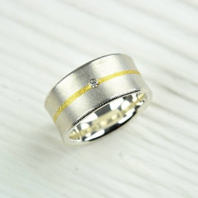 Silber und Fused Gold Diamant Ring