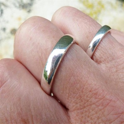 Silber Comfort Fit Wedding Ring Set