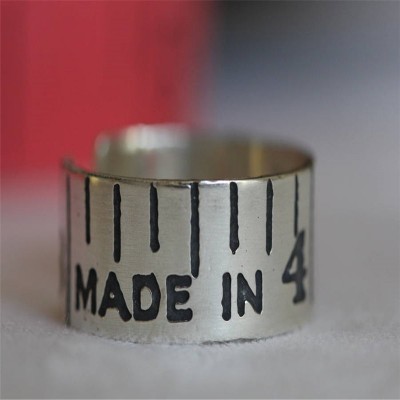 Geätzten Silber Vintage Style Bandmaß Ring