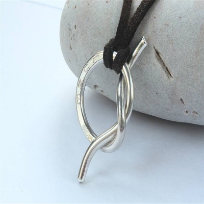 Personalisierte Unisex Silber Knot Halskette