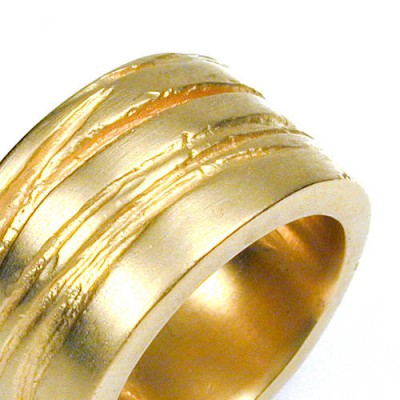 Breites Silber Textur Bound Ring in 18 Karat Gold überzogen