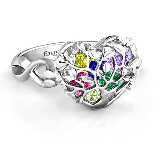 Stammbaum Caged Herz Ring mit Infinity Band