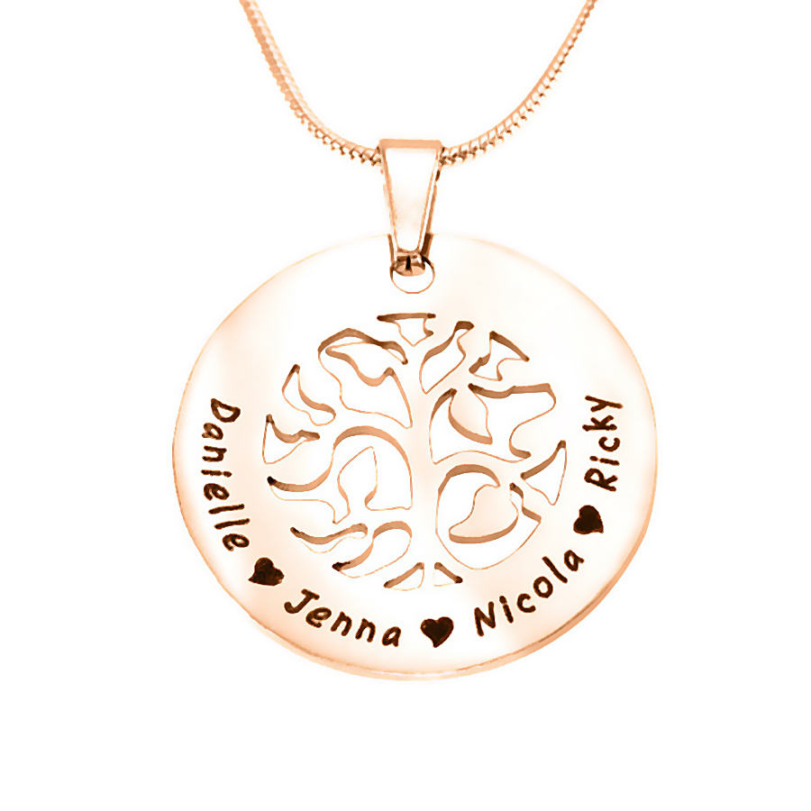 Personalisierte BFS Family Tree Halskette 18ct Rose Gold überzogen
