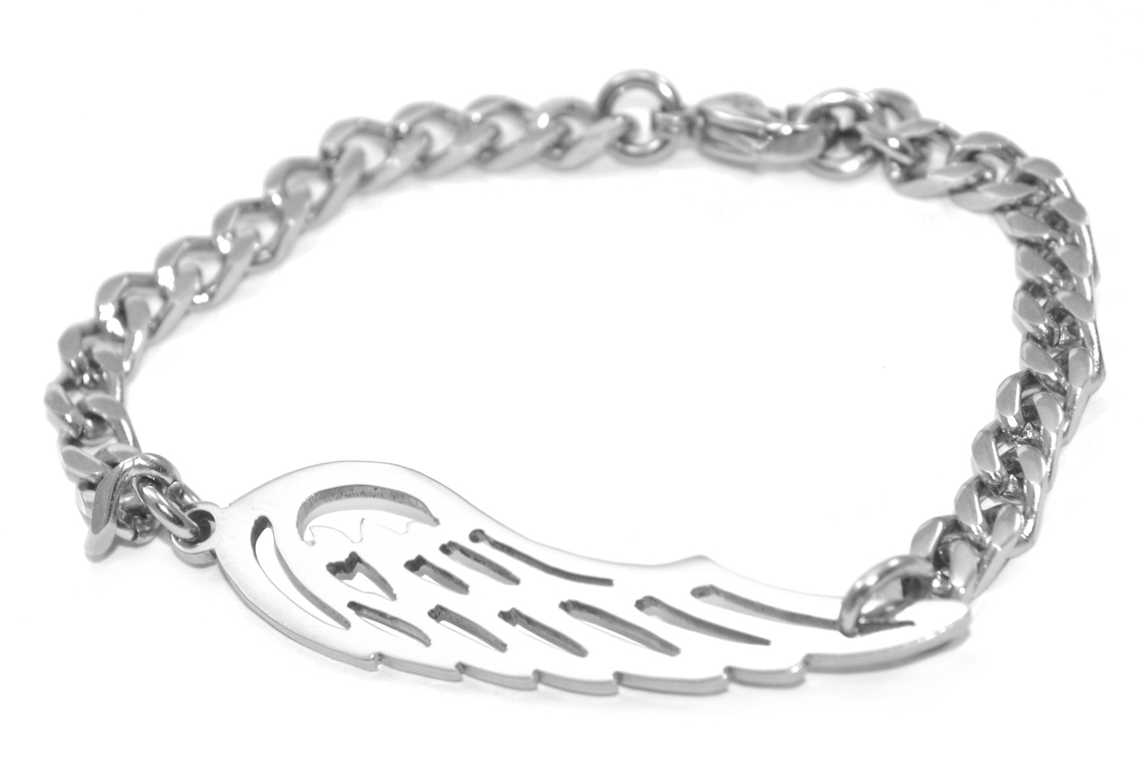 Personalisierte Engel Flügel Armband Silber
