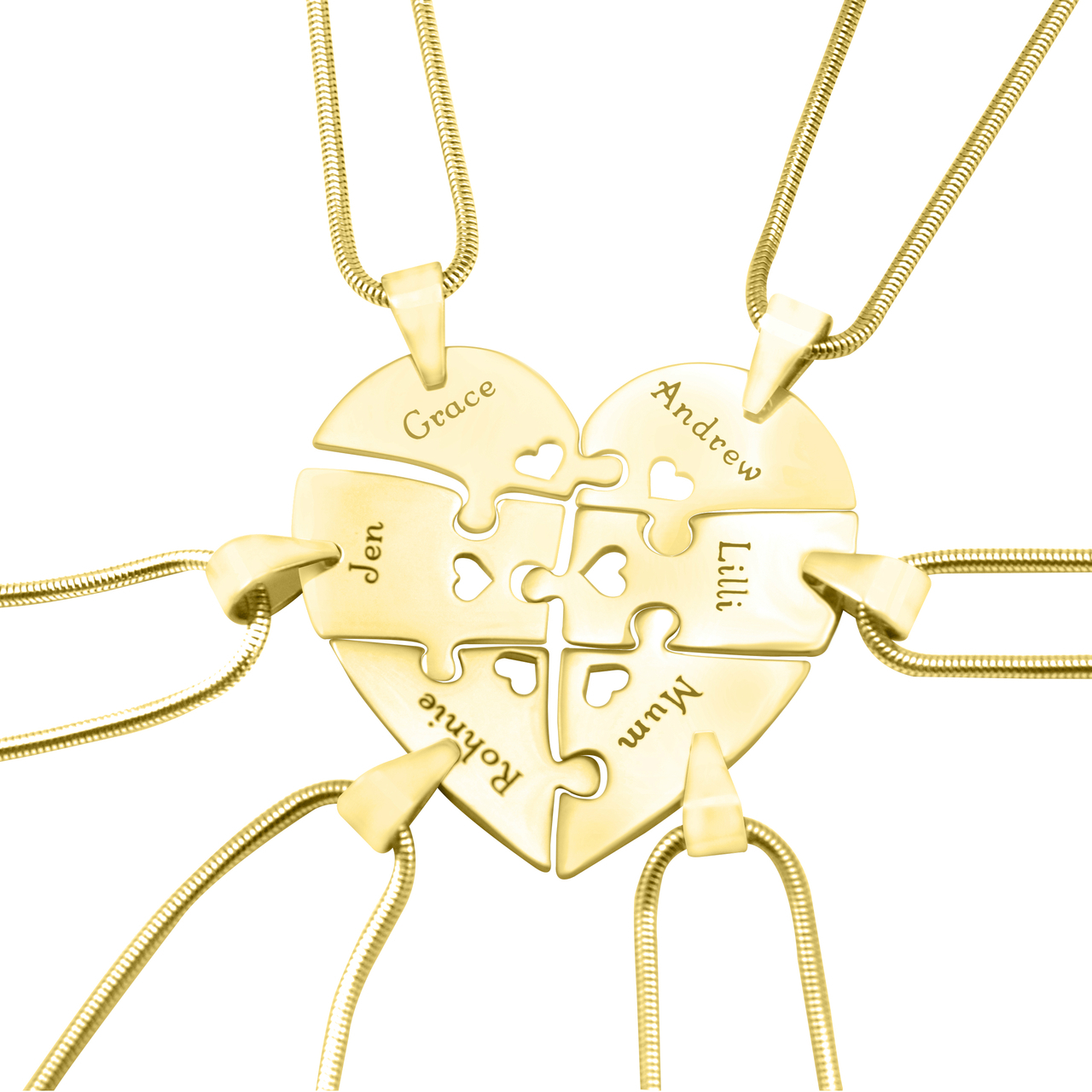Personalisierte Hexa Herz Puzzle Halskette