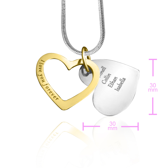 Personalisierte Liebe für immer Halskette Zwei Ton Gold, Silber,