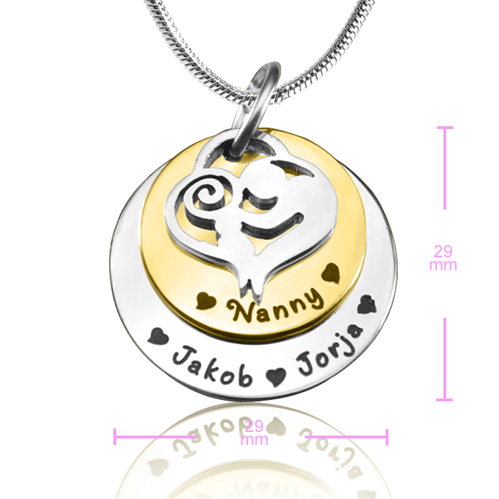 Personalisierte Mutter Disc Doppel Halskette Two Tone Gold, Silber,