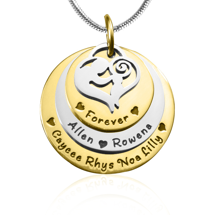 Personalisierte Mutter Disc Triple Halskette ZWEI TON Gold, Silber,